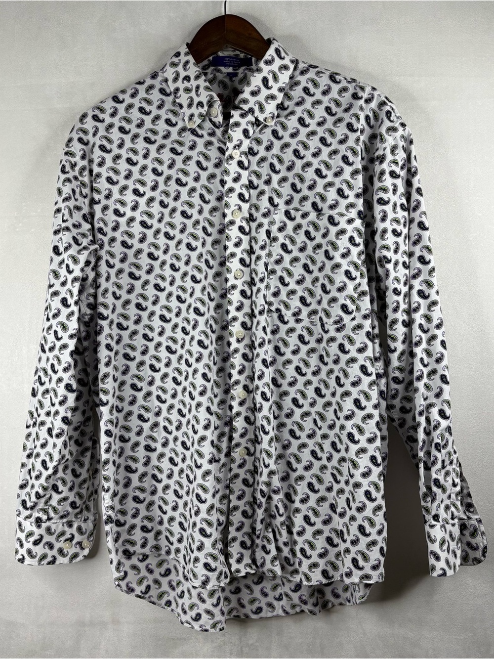 Alan Flusser Shirt Mens Large Paisley Button Down Long Sleeve 100% Cotton